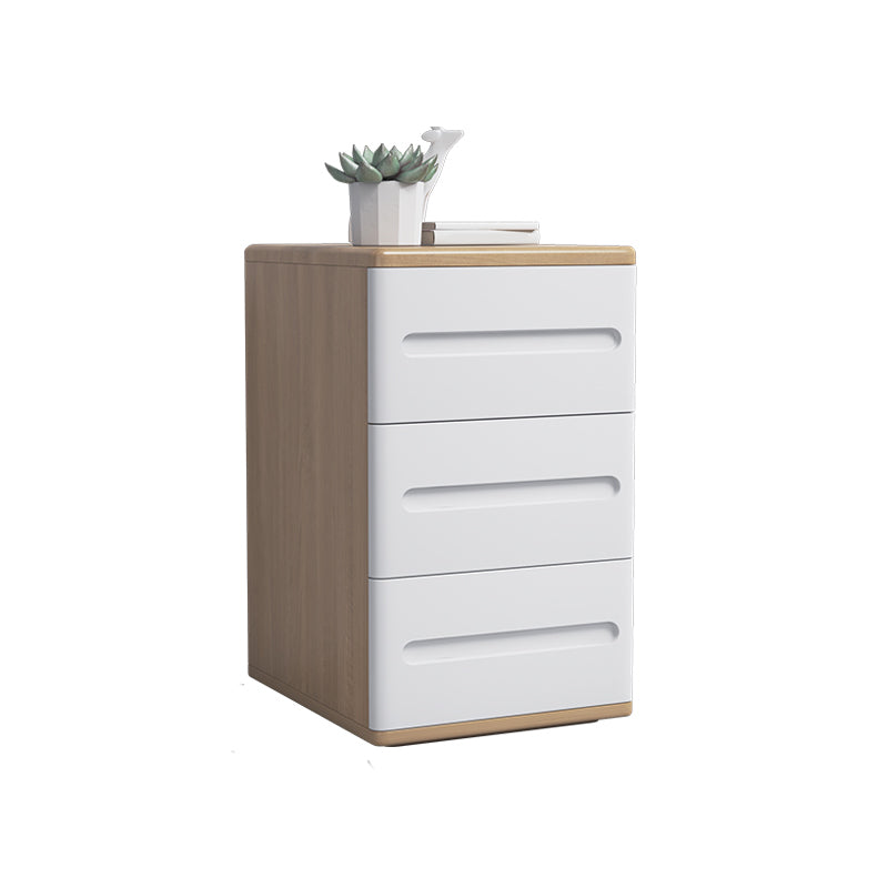 Wooden Nightstand 22.8"Tall 3 - Drawer Nightstand in Brown/ Natural / White