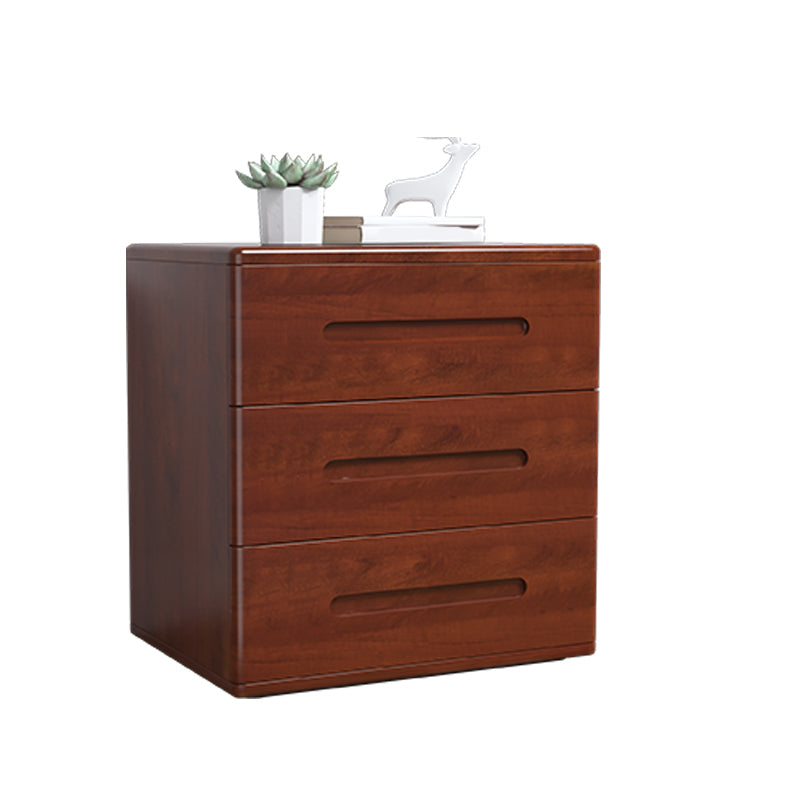 Wooden Nightstand 22.8"Tall 3 - Drawer Nightstand in Brown/ Natural / White