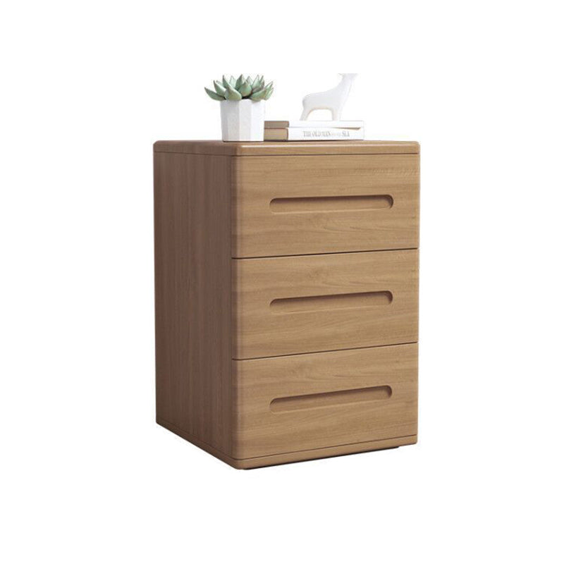 Wooden Nightstand 22.8"Tall 3 - Drawer Nightstand in Brown/ Natural / White