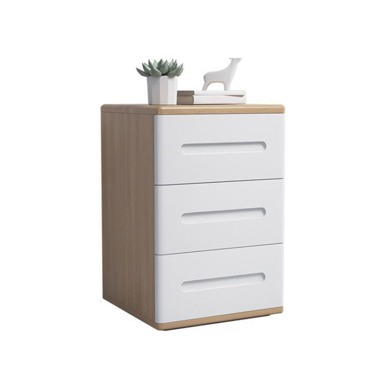 Wooden Nightstand 22.8"Tall 3 - Drawer Nightstand in Brown/ Natural / White