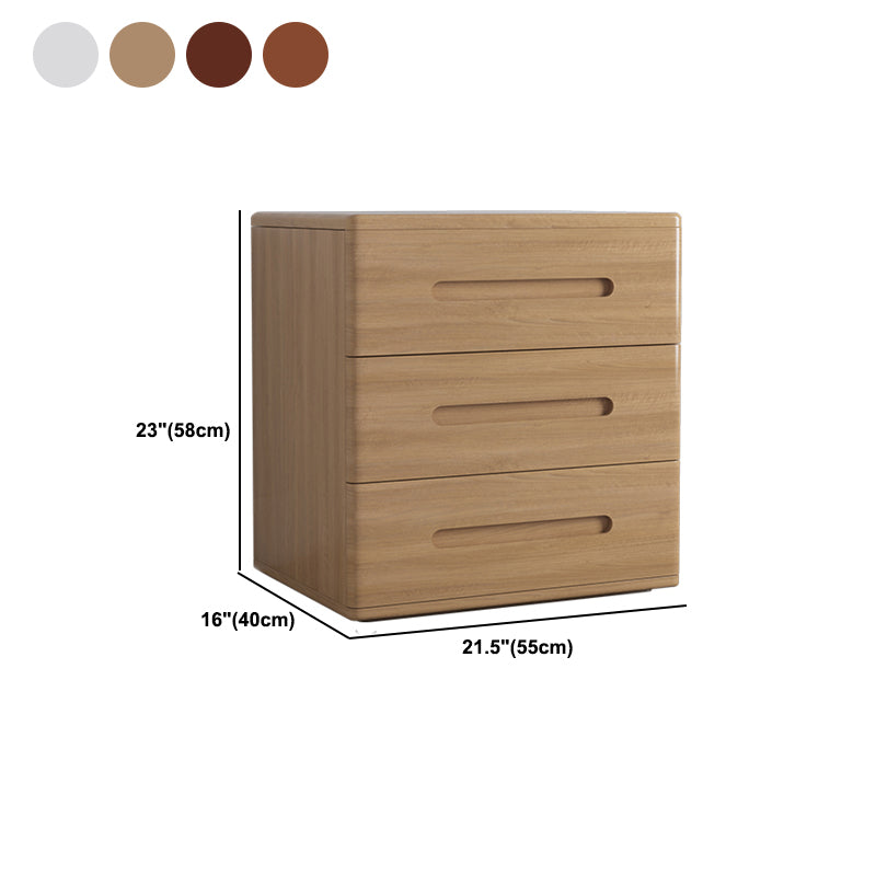 Wooden Nightstand 22.8"Tall 3 - Drawer Nightstand in Brown/ Natural / White