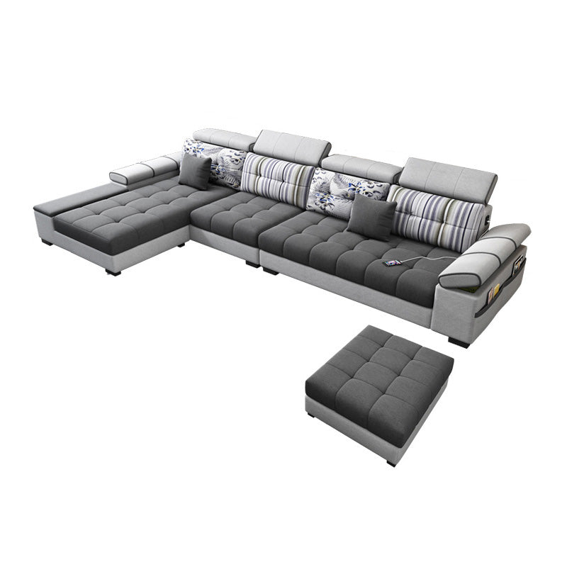 Modular Contemporary Faux Leather and Linen Furniture Sectionals