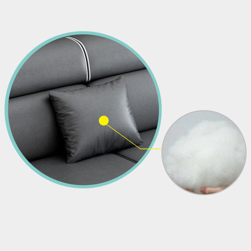 Reversible Faux Leather Sectional with Square Arm for Living Room