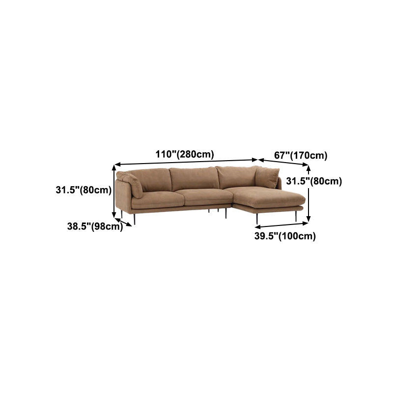 Light Brown Sectionals/Sofa with Pillow Back and Pillow Top Arm