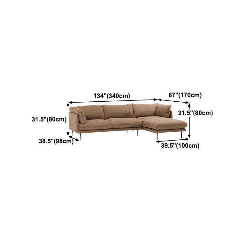 Light Brown Sectionals/Sofa with Pillow Back and Pillow Top Arm