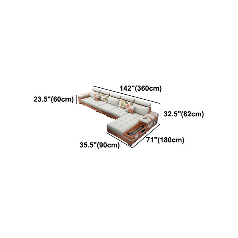 Contemporary Cotton Blend and Faux Leather Furniture Sectionals