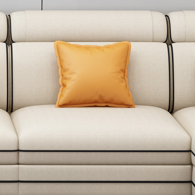 Faux Leather Cotton Blend Furniture Sectionals with Storage in Beige