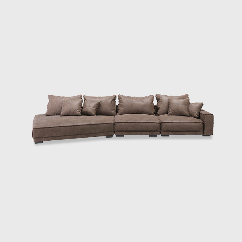 Scandinavian Square Arm Sectional with Pillow Back for Apartment