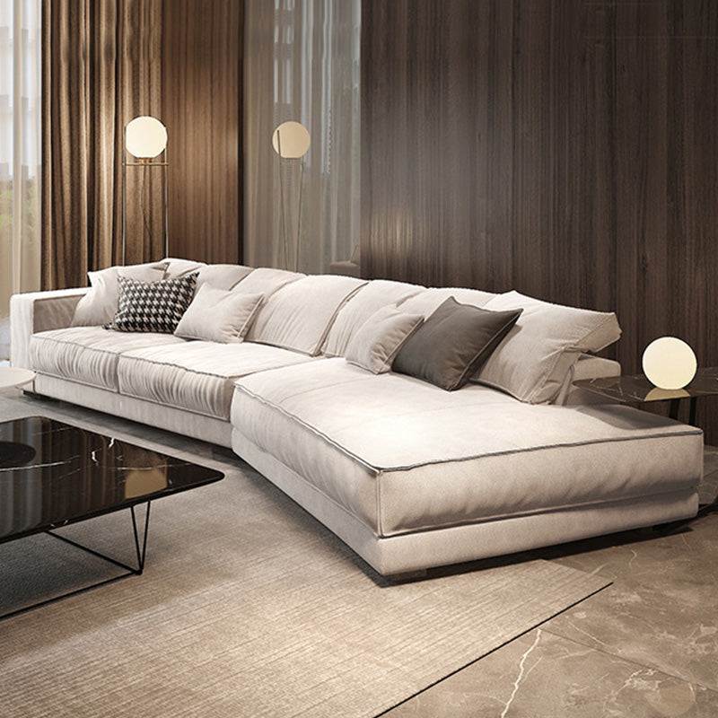 Scandinavian Square Arm Sectional with Pillow Back for Apartment