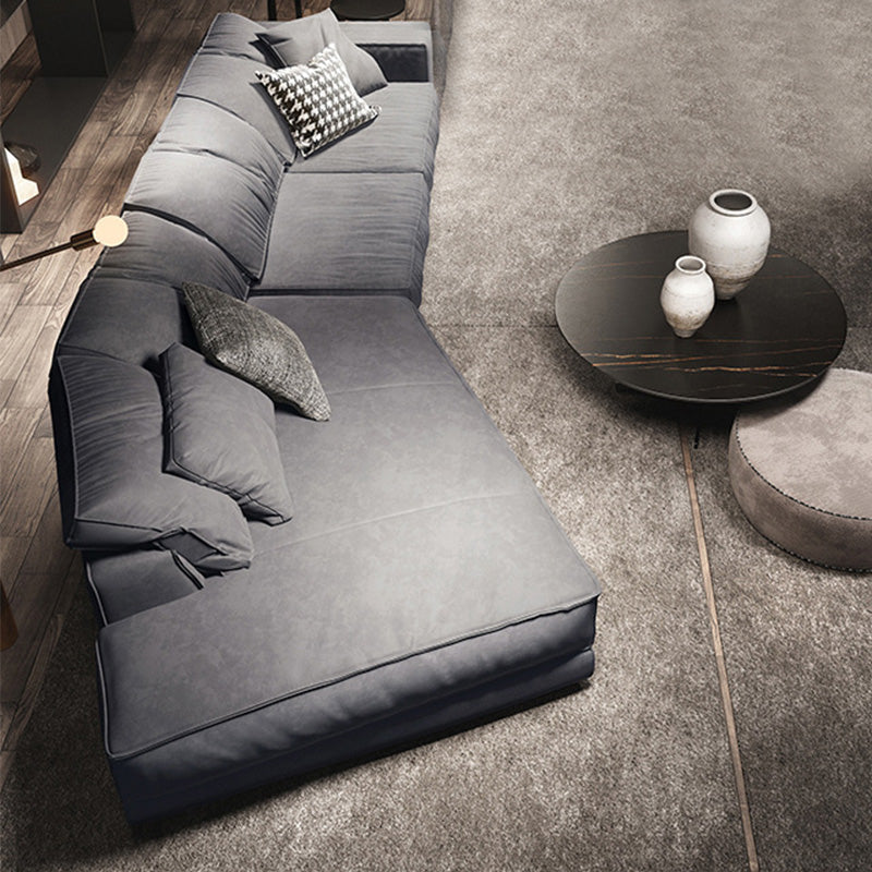 Scandinavian Square Arm Sectional with Pillow Back for Apartment