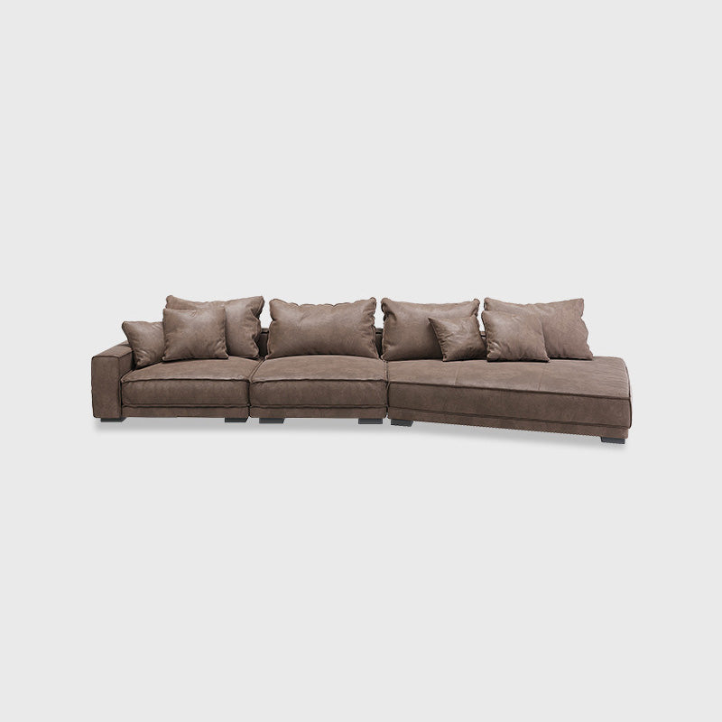 Scandinavian Square Arm Sectional with Pillow Back for Apartment