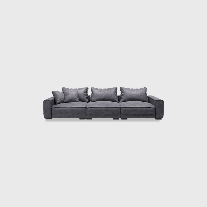 Scandinavian Square Arm Sectional with Pillow Back for Apartment