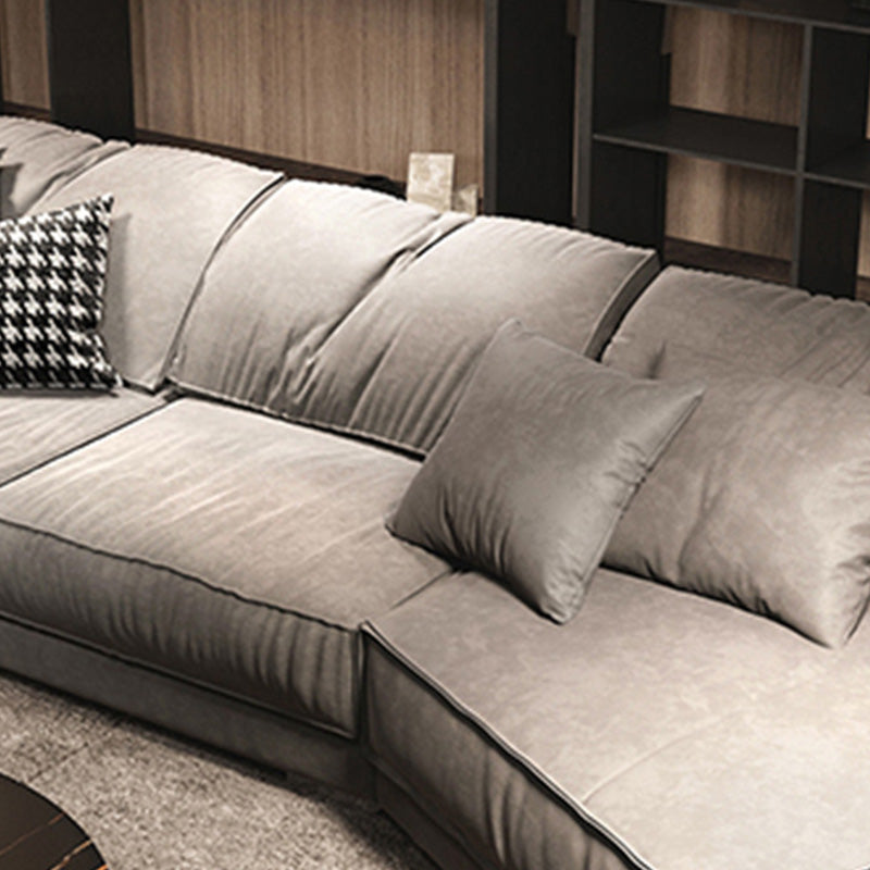 Scandinavian Square Arm Sectional with Pillow Back for Apartment