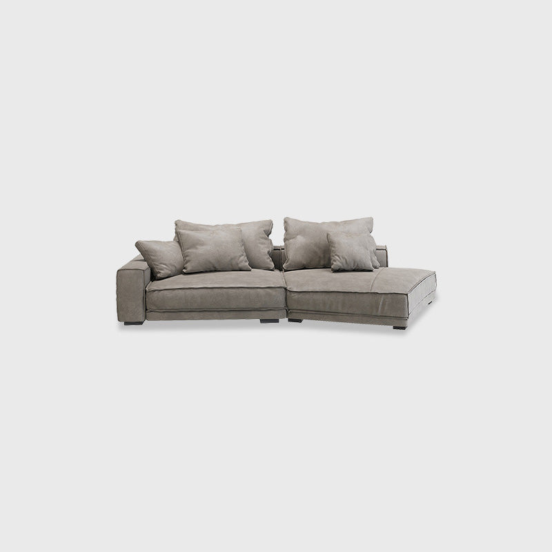 Scandinavian Square Arm Sectional with Pillow Back for Apartment
