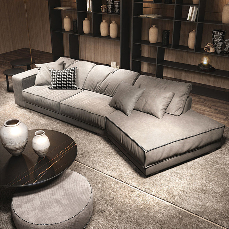 Scandinavian Square Arm Sectional with Pillow Back for Apartment