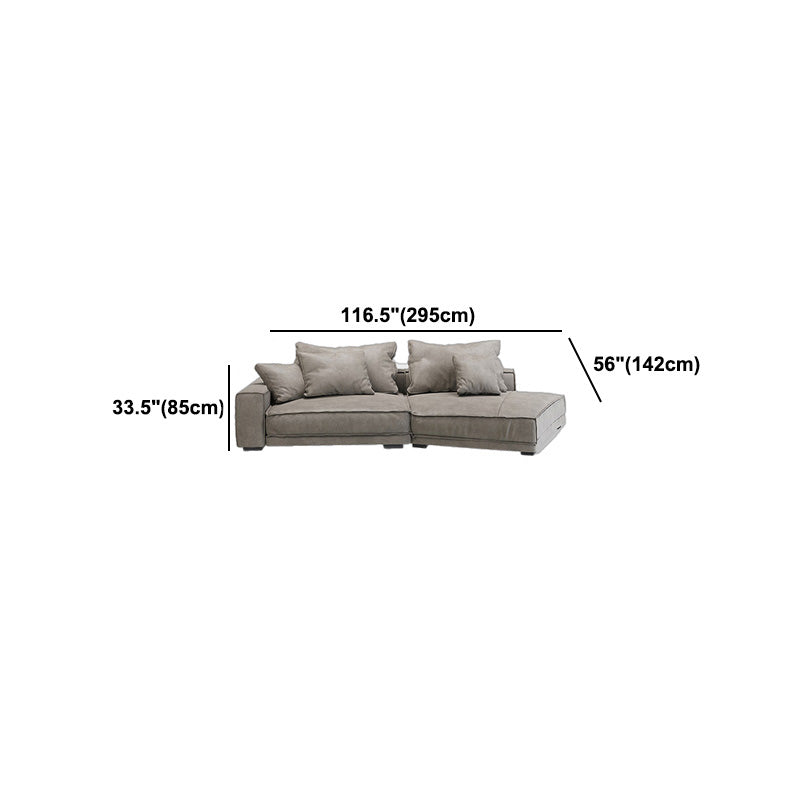 Scandinavian Square Arm Sectional with Pillow Back for Apartment