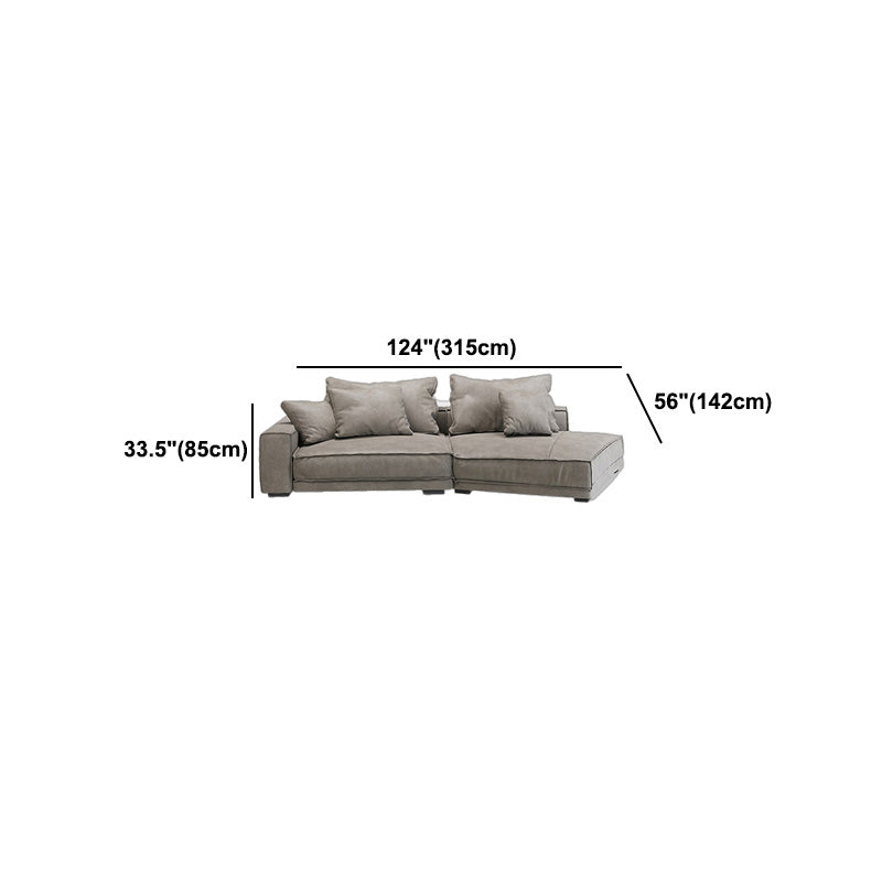 Scandinavian Square Arm Sectional with Pillow Back for Apartment