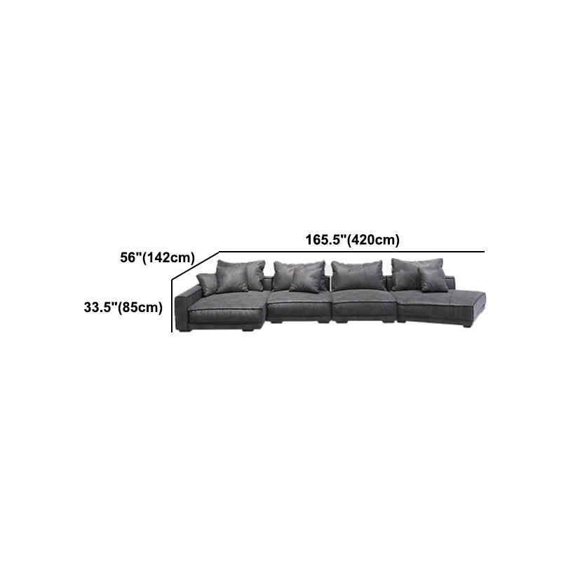 Scandinavian Square Arm Sectional with Pillow Back for Apartment