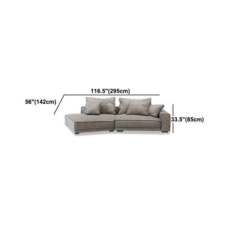 Scandinavian Square Arm Sectional with Pillow Back for Apartment