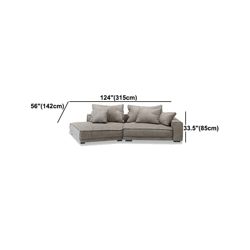 Scandinavian Square Arm Sectional with Pillow Back for Apartment