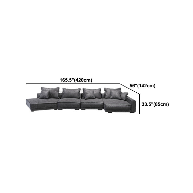 Scandinavian Square Arm Sectional with Pillow Back for Apartment
