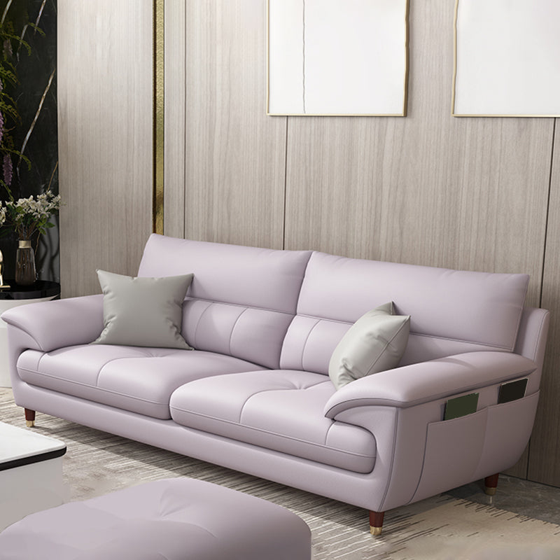 Contemporary Genuine Leather Stain-Resistant Sectional Couch with Storage