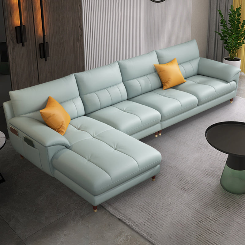 Contemporary Genuine Leather Stain-Resistant Sectional Couch with Storage