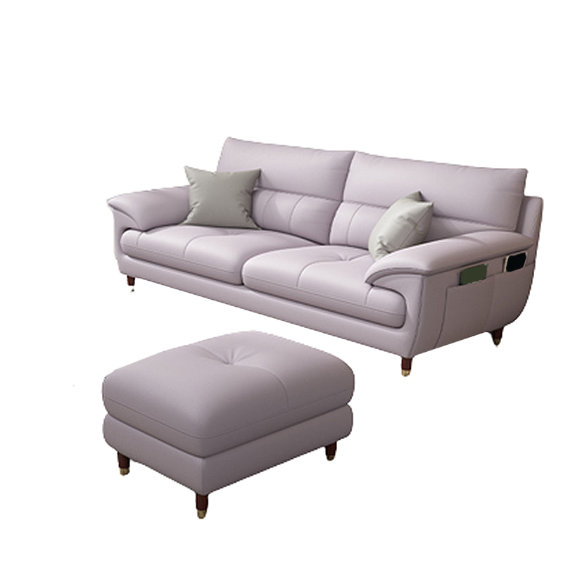 Contemporary Genuine Leather Stain-Resistant Sectional Couch with Storage