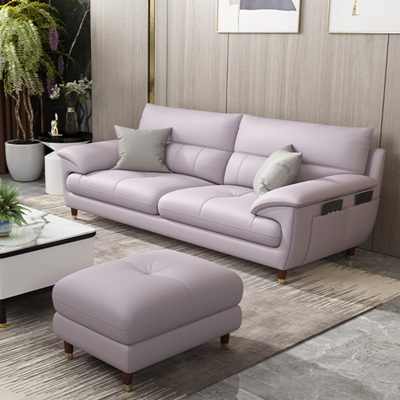 Contemporary Genuine Leather Stain-Resistant Sectional Couch with Storage