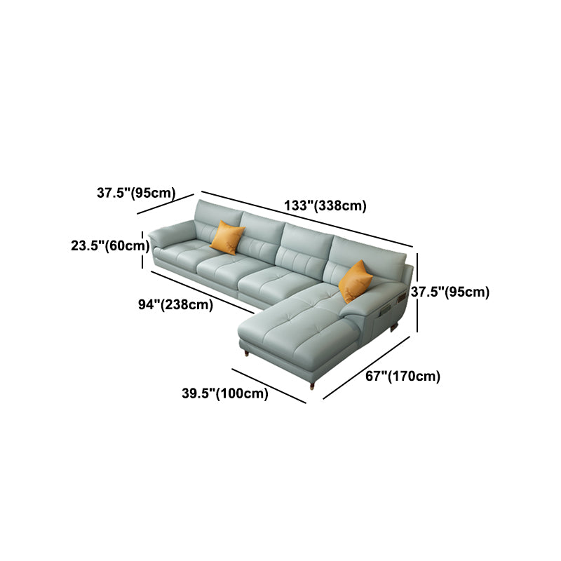 Contemporary Genuine Leather Stain-Resistant Sectional Couch with Storage