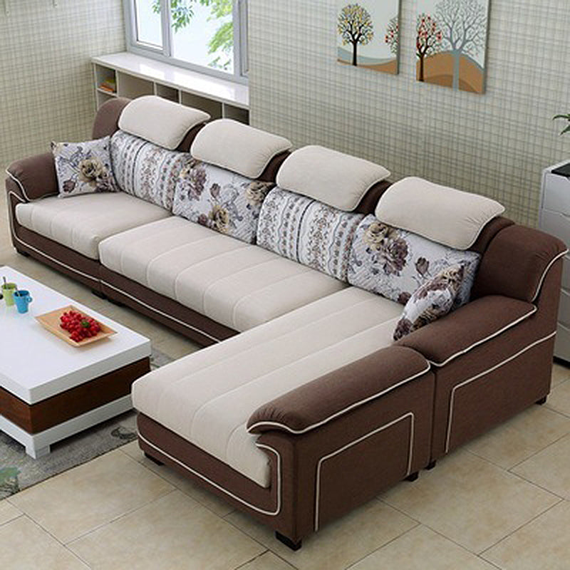 Scandinavian Reversible Velvet Sectional with Pillow Top Arm