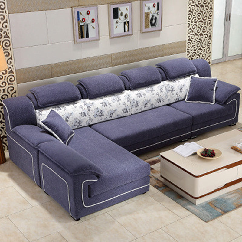 Scandinavian Reversible Velvet Sectional with Pillow Top Arm