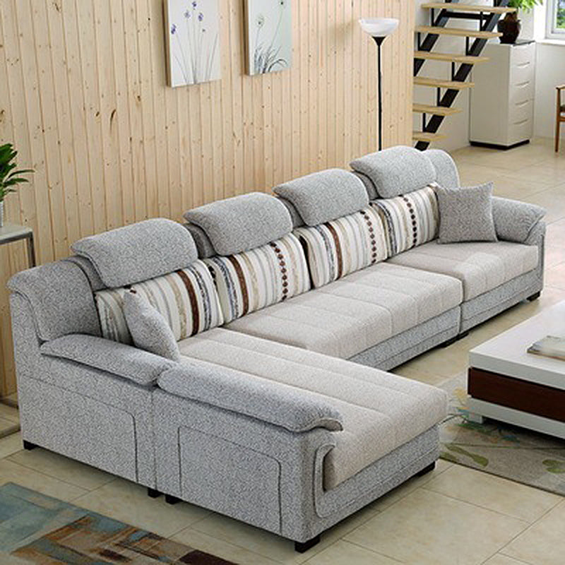 Scandinavian Reversible Velvet Sectional with Pillow Top Arm