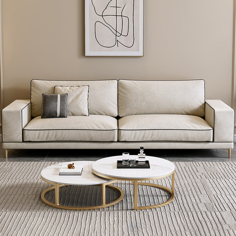 Stationary Slipcovered Living Room Square Arm Standard Cushions Sofa