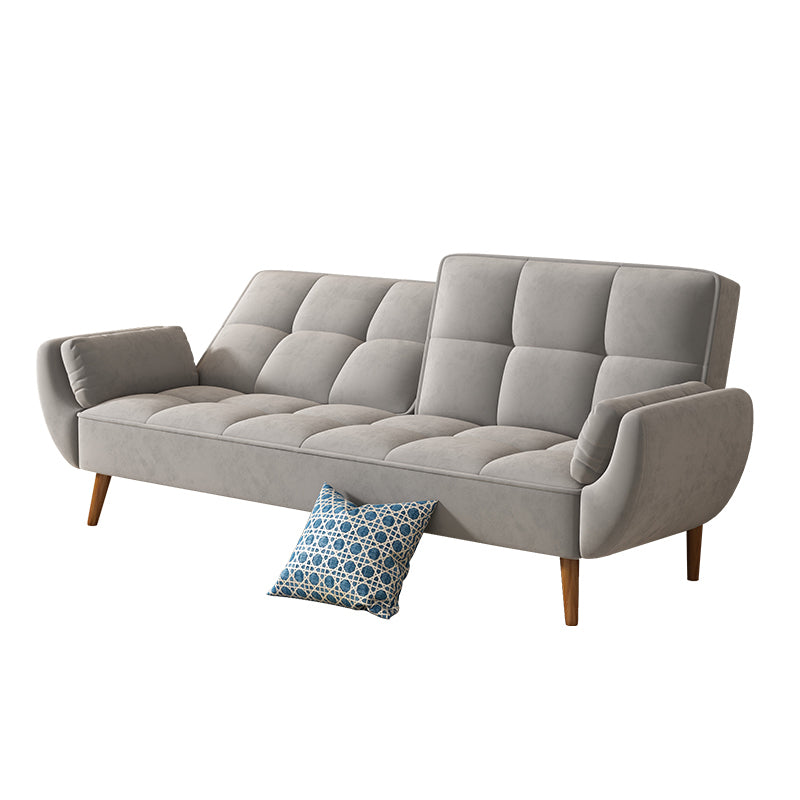 Contemporary Faux Leather and Velvet Reclining Convertible Settee Couch