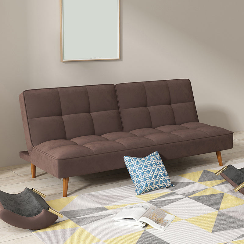 Contemporary Faux Leather and Velvet Reclining Convertible Settee Couch