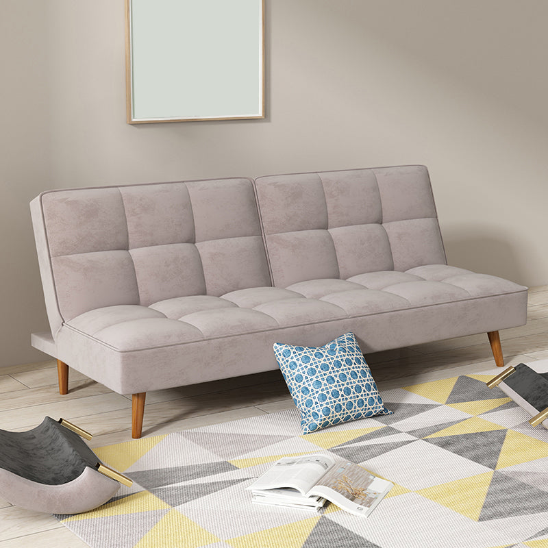 Contemporary Faux Leather and Velvet Reclining Convertible Settee Couch