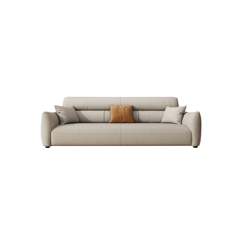 Stain Resistant Stationary Faux Leather Living Room Square Arm Sewn Pillow Back Sofa