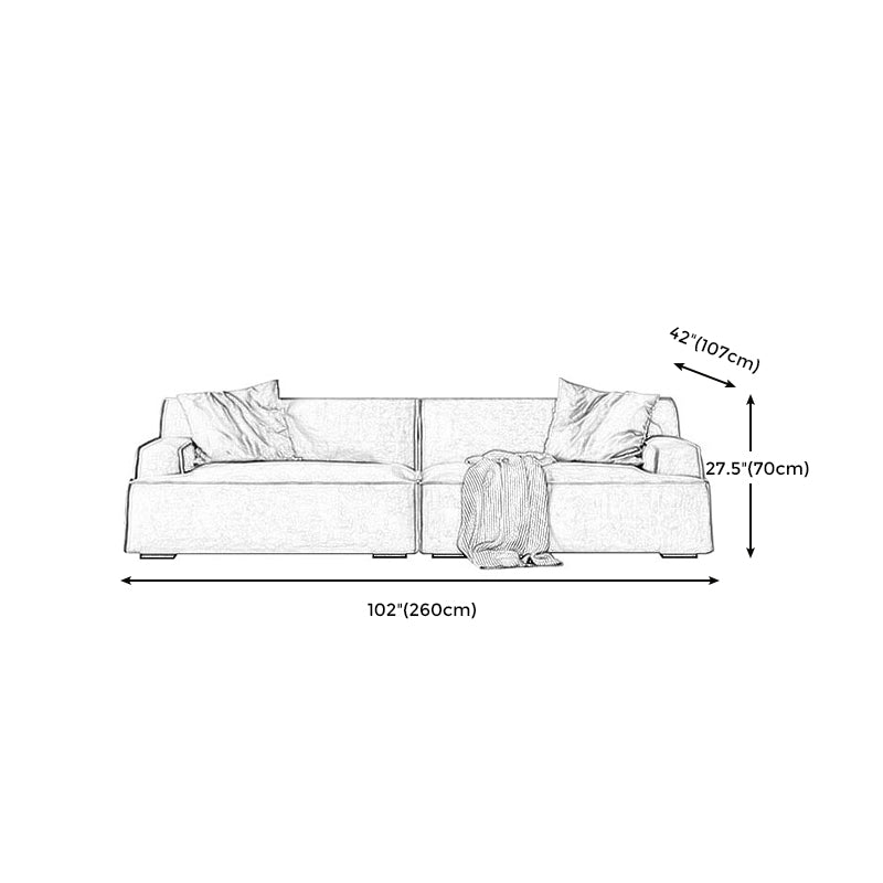 Stationary Stain Resistant Living Room Square Arm Standard Sofa