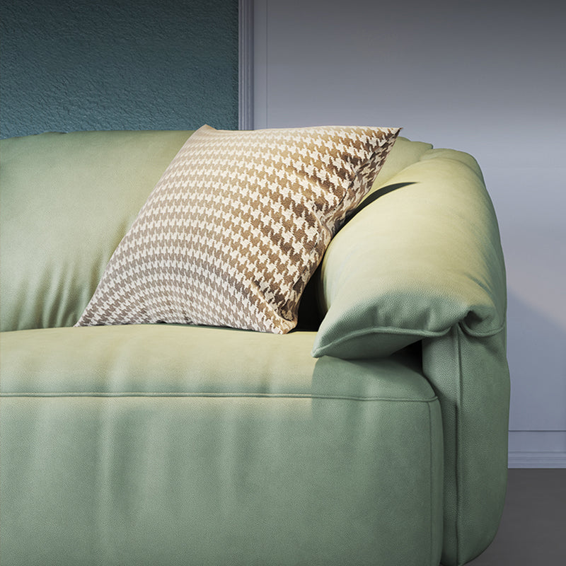 Stationary Stain Resistant Faux Leather Tuxedo Arm Cushions Green Sofa
