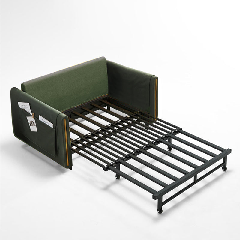 Faux Leather Convertible Square Arm Sofa with Bed with Storage