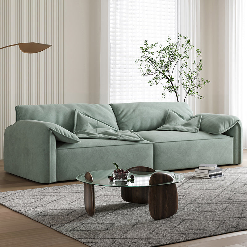 Stationary Living Room Pillow Top Arm Standard Cushions Green Sofa