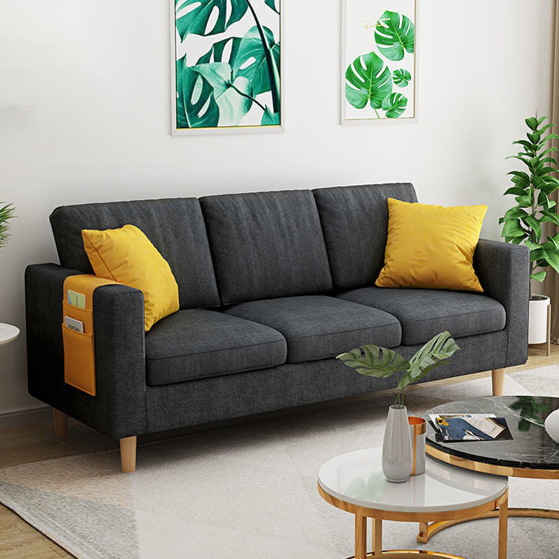 Contemporary Storage Sofa with 3 Pillows Back for Three People