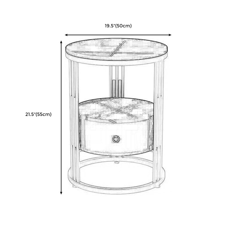 19.69" W x 19.69"D x  21.65" H End Table  Round Stone Side Table with Storage