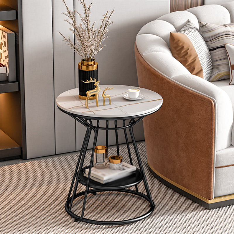Mid-Century Stone End Table 19.69" W x 19.69" x D 21.65" H Frame Side Table