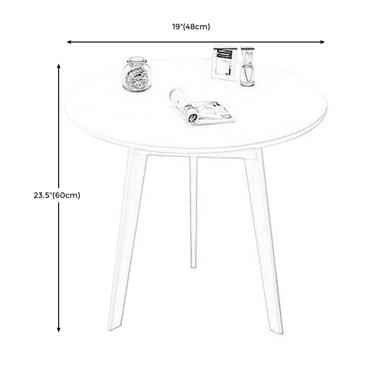 Wood Living Room Side Table Round 3 Legs End Table in White/Natural