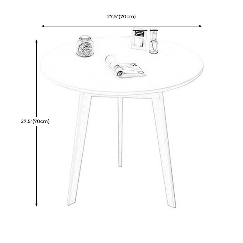Wood Living Room Side Table Round 3 Legs End Table in White/Natural