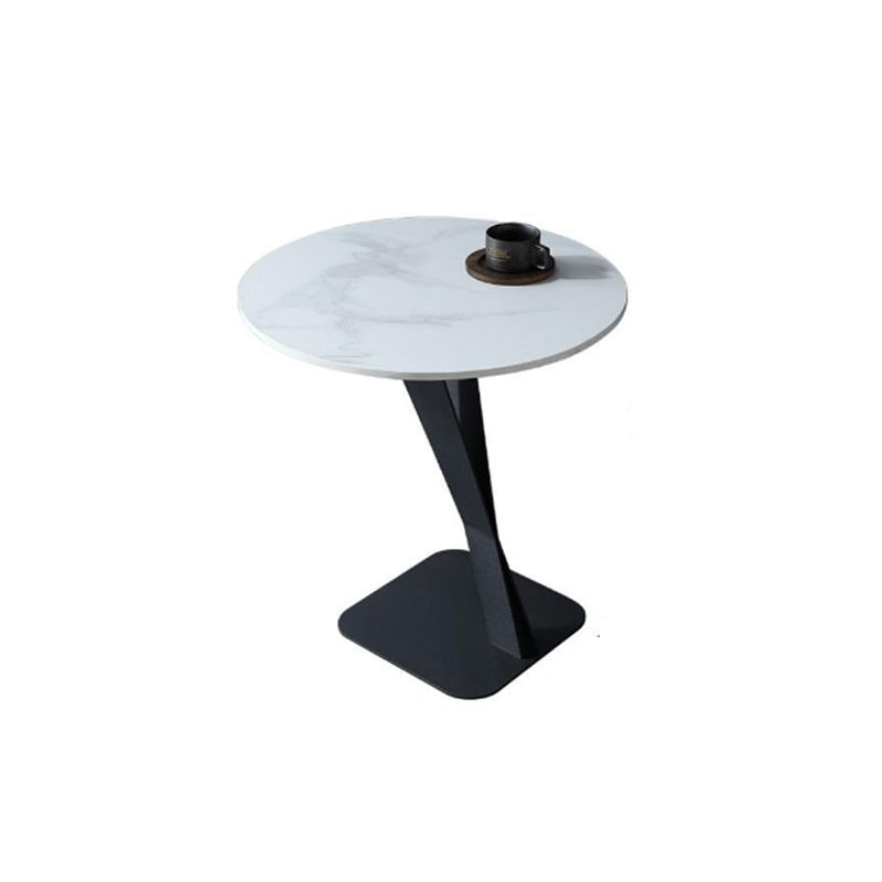 Pedestal Base Design Rock Plate Top White/black/white Gold/black Gold Round Side Table