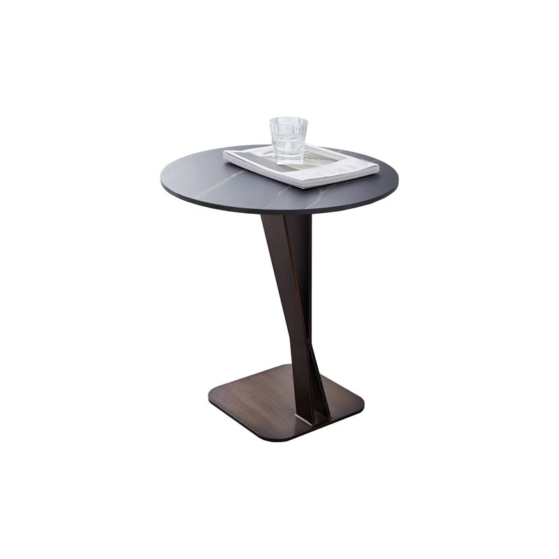 Pedestal Base Design Rock Plate Top White/black/white Gold/black Gold Round Side Table