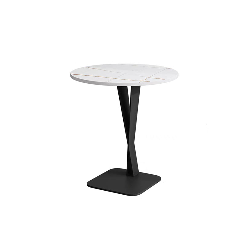 Pedestal Base Design Rock Plate Top White/black/white Gold/black Gold Round Side Table